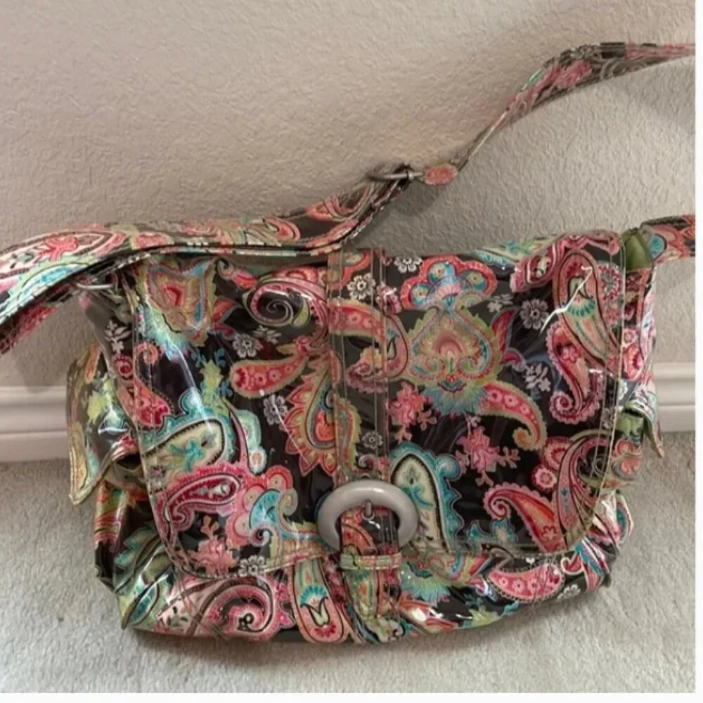 Kalencom New Orleans diaper messenger bag changing mat zipper pouch paisley